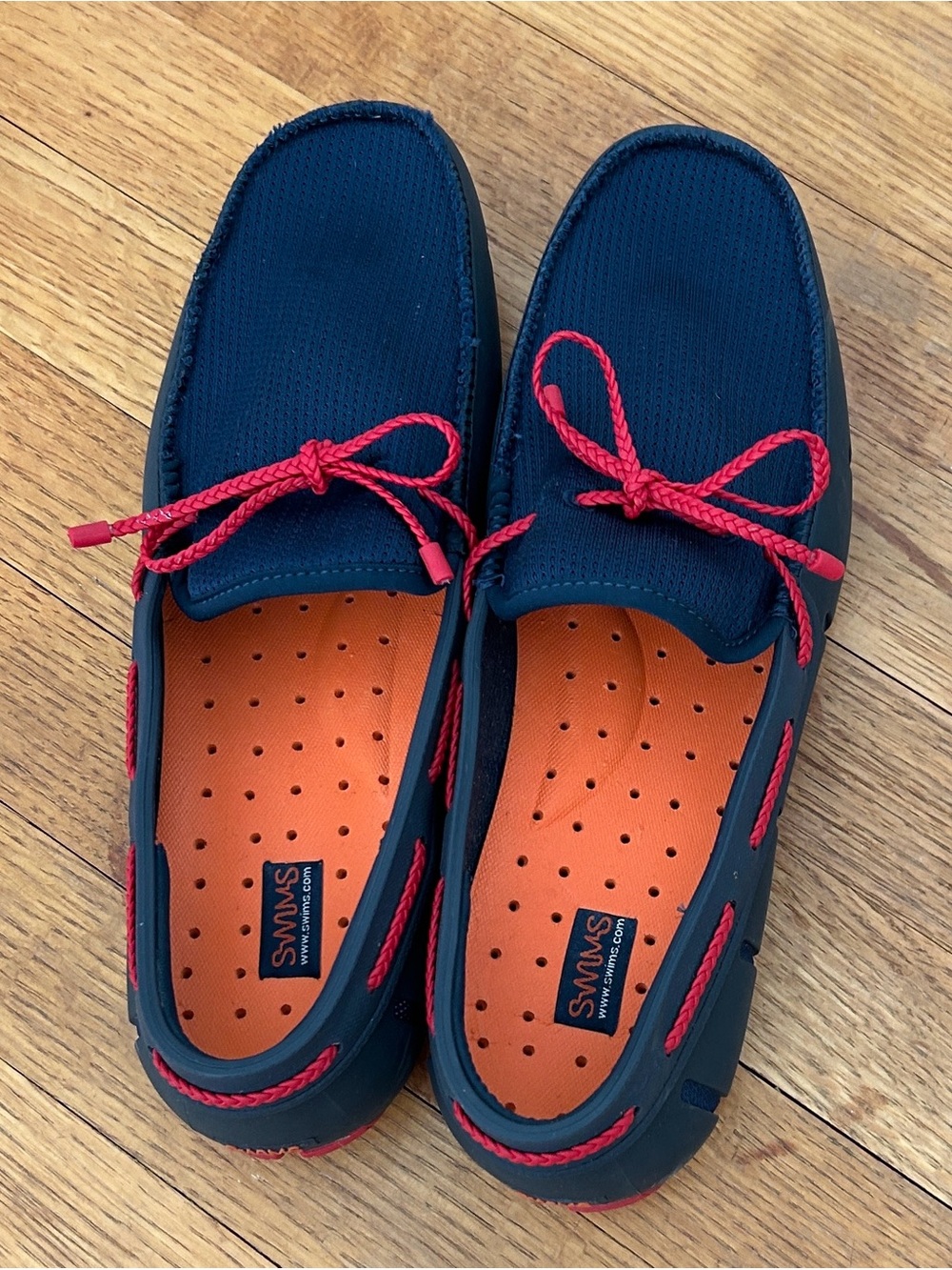 SWIMS Braided Lace Loafer Navy with Red- 11